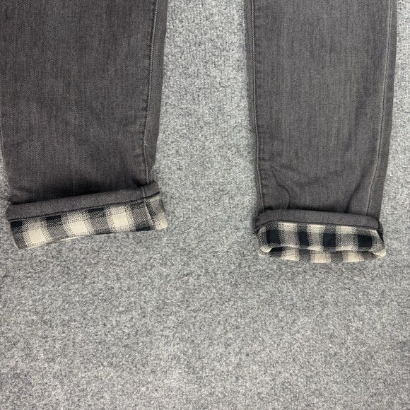 NWT Eddie Bauer Boyfriend Flannel Lined Midrise Straight Jeans Charcoal Size 2 - Picture 6 of 12